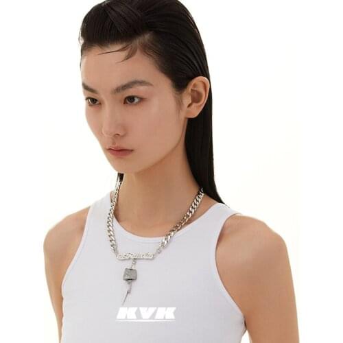 618 pre sale KVK youth you series ins trendy clavicle chain luxury English Silver Plated Crystal Pendant Necklace