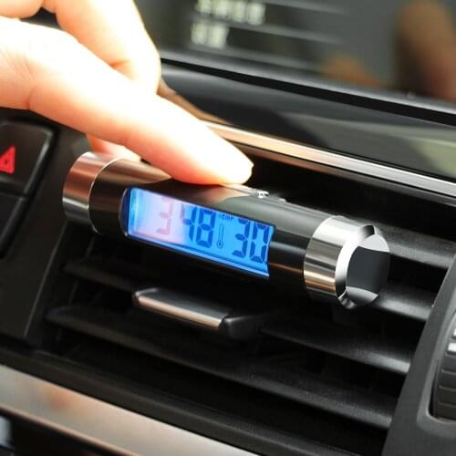 Car Digital LCD Clock Electronic Thermometer Accessories for Audi Q2 Q3 Q5 Q7 BMW X1 X3 X5 X7 Mercedes Benz GLA GLC GLK GLE GLS
