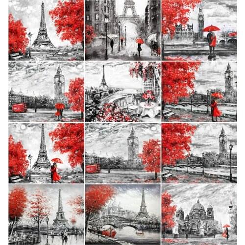 AZQSD DIY Painting By Numbers Tower 40x50cm Handpainted Gift Adult Coloring By Numbers Landscape Home Bedroom Wall Artwork