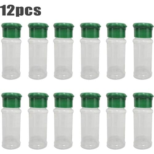 12 Sets Clear Plastic Spice Salt Pepper Shakers Seasoning Jar Can Kitchen Home