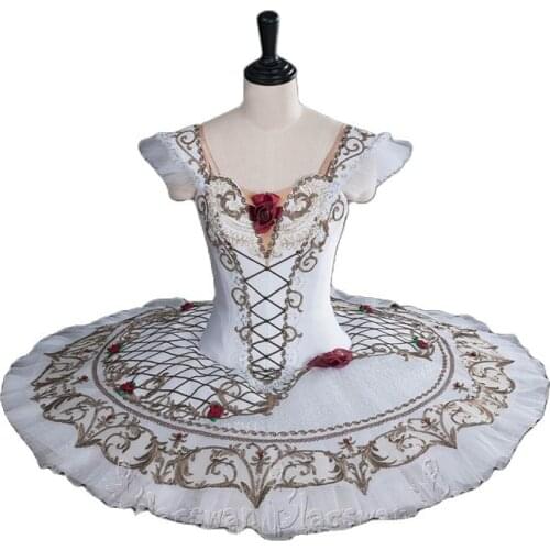 Paquita Professional Classical Ballet Tutu Costume BT686 White Ballet Stage Costume Pancake Tutus Ballet Girls Spanish Tutus