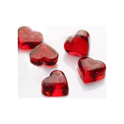 Free shipping 12pcs/lot 3cm Red Heart shape glass beads marbles Aquarium decoration DIY home decoration Vase decorated walls