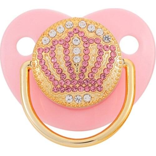 Baby Pacifier Dummy Nipple With Diamond Royal Crown BPA Free Silicone Infants Nipple Bling Soothing Pacifier For 0-18 Month Babi