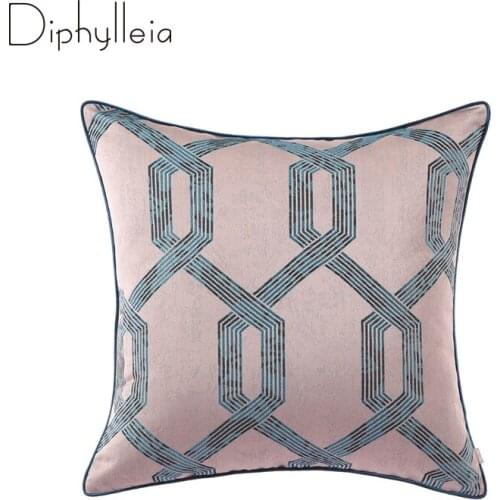 Diphylleia Blue Gray Geometric Pillow Cover Modern Minimalist Nordic Jacquard Cushion Cases Restoration Hardware Style Decor