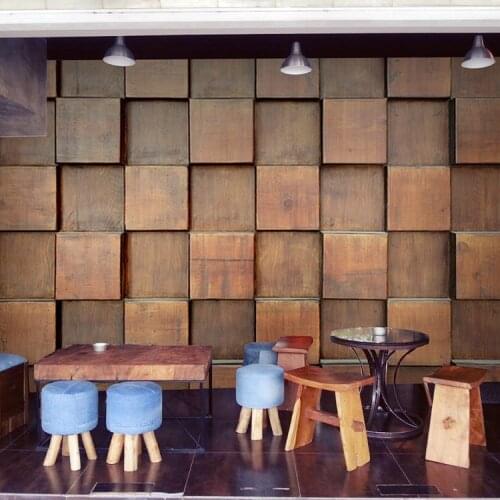 Custom mural Retro brown wood mural coffee bar Internet cafe clothing shop restaurant decoration stereo square wallpaper mural