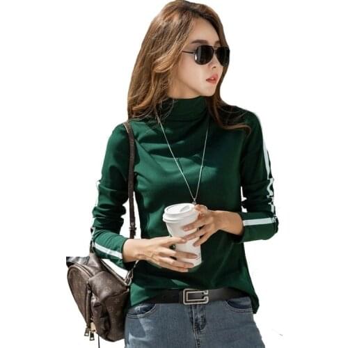T Shirt Women Turtleneck Fashion T Shirt Cotton Shirt Ladies Long Sleeve T-shirt Top Female Blusas