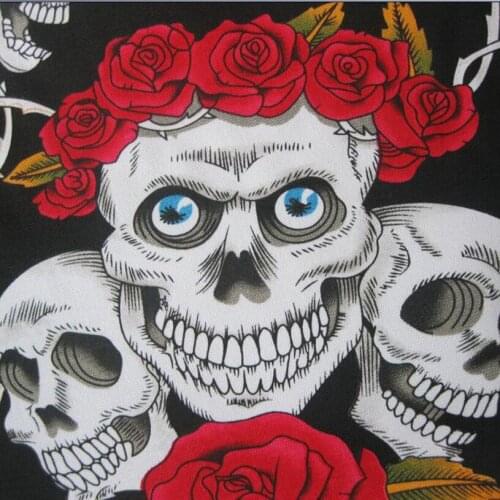 Good 143x0.5y 1Pc Canvas Skull Fabric100%Cotton Fabrics Canvas Rose&Skull Print Cloth Sewing Material DIY Home Cloth&Bag&Sofa