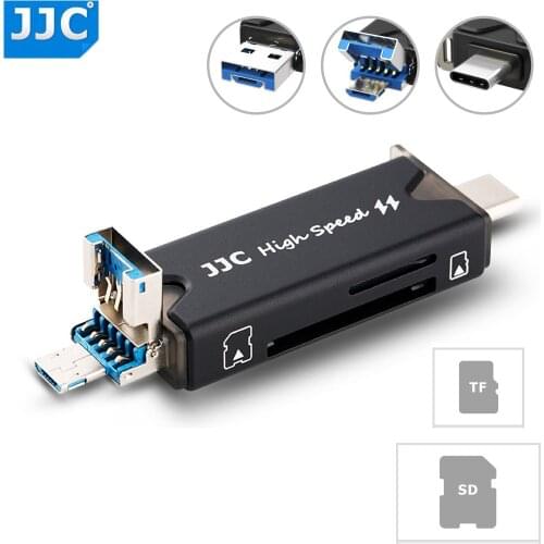 JJC USB 3.0 Card Reader SD TF Micro SD Card Reader For Laptop Computer Smart Phone Tablets Micro USB 2.0 Type-C USB 3.0 Ports