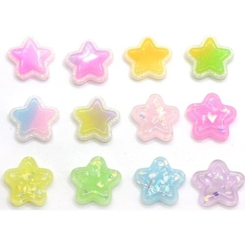 Kawaii Resin Gradient Glitter Five Star Flatback Cabochon Art Supply Decoration Charm Craft DIY Accessories