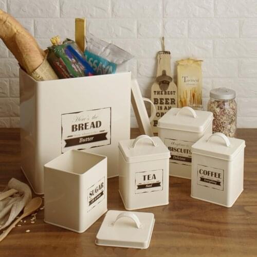 5pcs Airtight Food Storage Containers Metal Cereal Containers with Lids, for Kitchen Pantry Organization and Storage