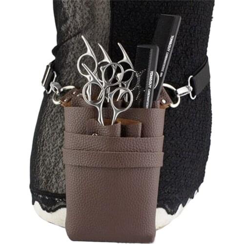 PU Leather Hair Scissor Bag Clips Bag Solid Hairdressing Barber Scissor Holster Pouch Holder Case With Waist Shoulder Belt
