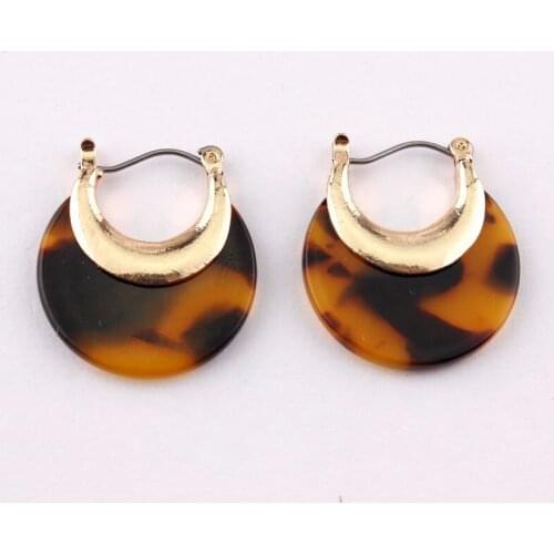 Hot New Fashion Trend Leopard Turtle Moon Flat Resin Acrylic Hoop Earrings for Women