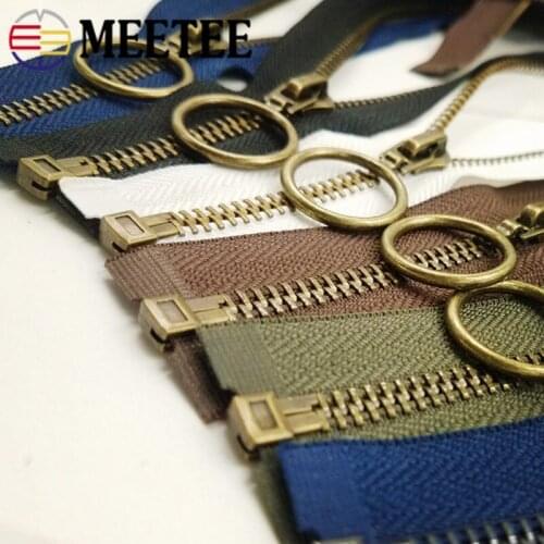 Meetee 2/5pcs 70cm 5# Metal Bronze Zipper Open-End Auto Lock Zippers for Coat Jacket Zip Repair DIY Sewing Tailor Accessories