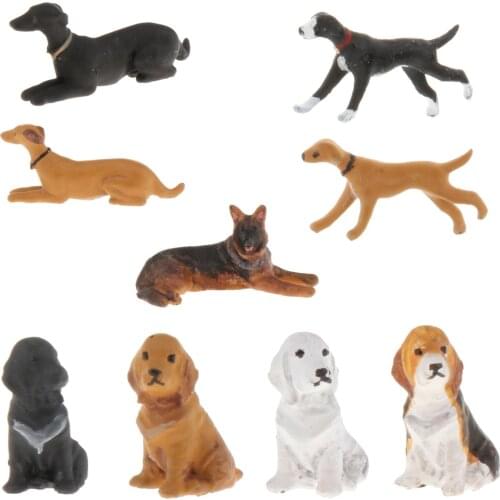 1:64 Scale Hand Painted Model Mini Tiny Dog Animal Model Ornaments
