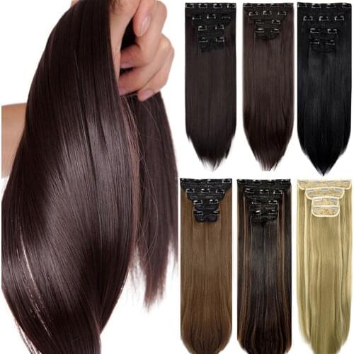 Multi Length 4pcs Set 11 Clips Straight CurlyWave Clip In Hair Extensions Full Head Hairpiece Synthetic Hair Extension for Women