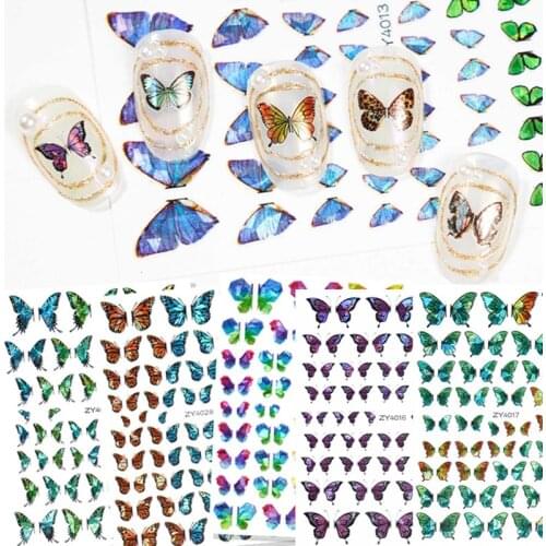 1 Pcs Watercolor Butterfly Sliders Nail Stickers Nail Decal Sticker Summer Nail Art Decoration Water Tattoo Manicure Tools