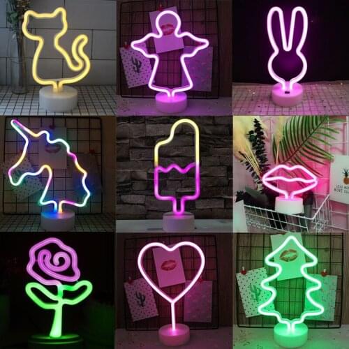 Neon Signs LED Moon Flamingo Pineappl Colorful Pink Led Light for Bedroom Decoration Neon Sign Wallpaper Christmas Neon Bulb