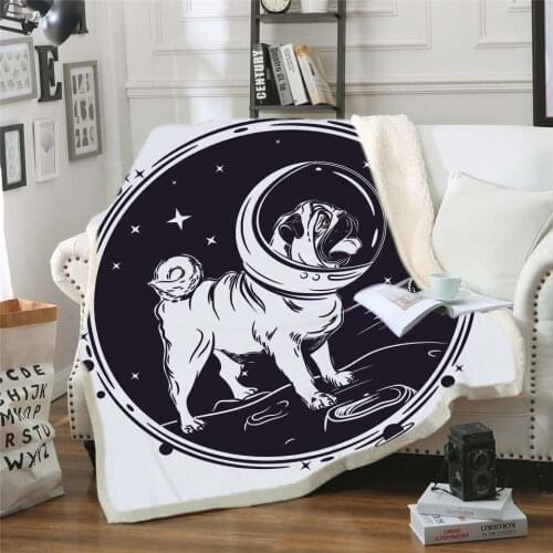 Cute Dog Cat Flamingo Collection Sherpa Blanket 3D Animal Pug Plush Throw Blanket Bulldog Husky Doberman Rottweiler Thin Quilt