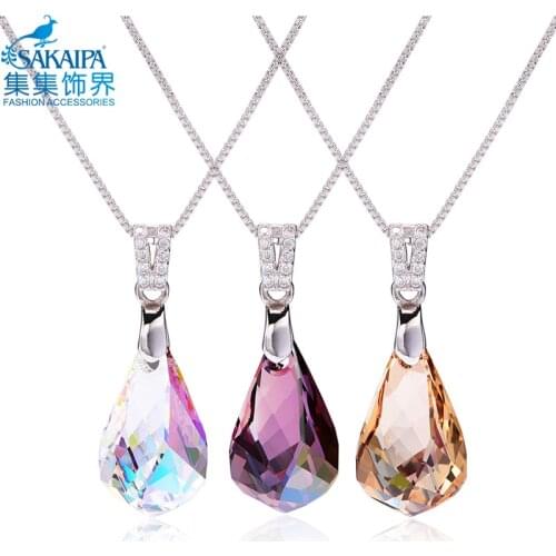 Fantastic Dragon Water Drop Pendant Necklace Silver Color For Women Jewelry Austrian Crystal Necklace Birthday Gift