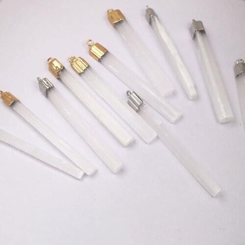 Natural Semi-precious Stone Pendant Charms Rectangle Quartz Agates Pendants for Necklace Jewelry Making DIY Accessories 1Pcs