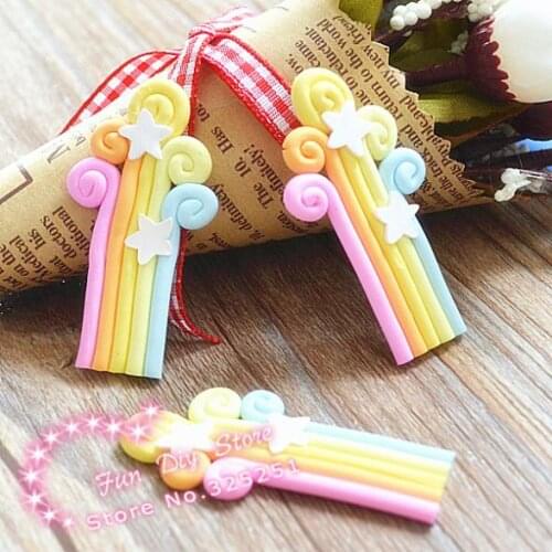 Polymer clay rainbow tree for decoration 20pcs/lot 24*50mm