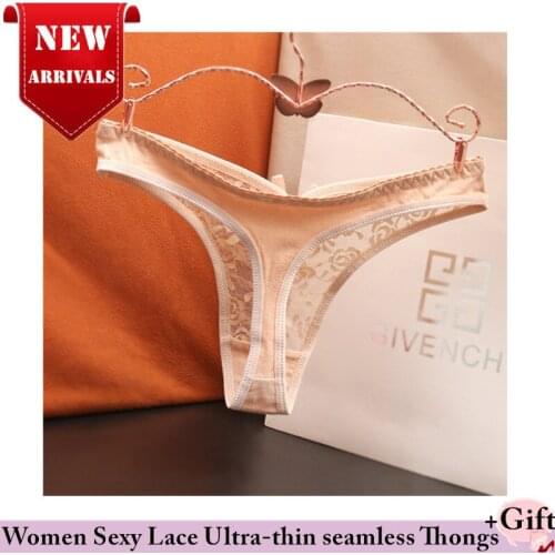 Sexy exposed lace thong Net Ultra-thin seamless diamonds cotton thong T pants perspective Temptation Low Waist Un Lover Gift New