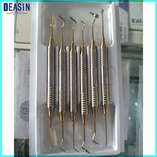 Golden 6 pcs/set Dental instruments Resin packer Aesthetic restoration Aesthetic resin filler