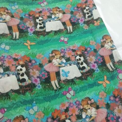 Viaphil 100% Cotton Fabric Brand New Panda Girl Printed Sewing Cloth Dress Clothing Textile Tissue