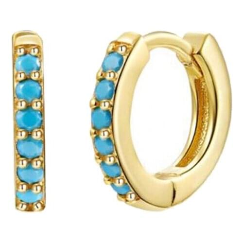 925 Sterling Silver Ear Buckle Ladies Blue Zircon Hoop Earrings Minimalist Fashion High Quality Jewelry Birthday Prom Gifts