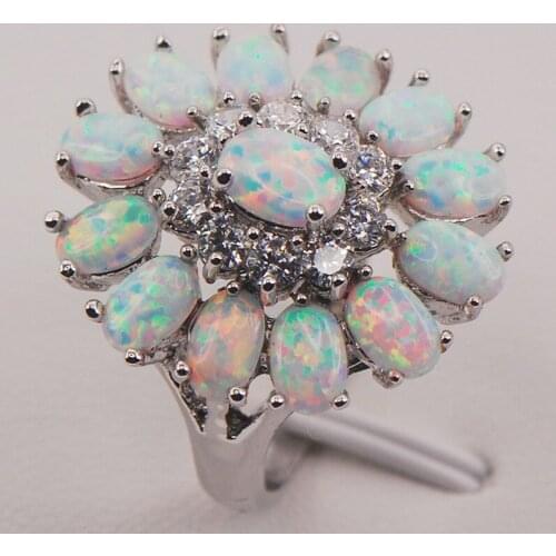 White Fire Opal Australia 925 Sterling Silver Woman Jewelry Ring Size 6 7 8 9 10 11 F577