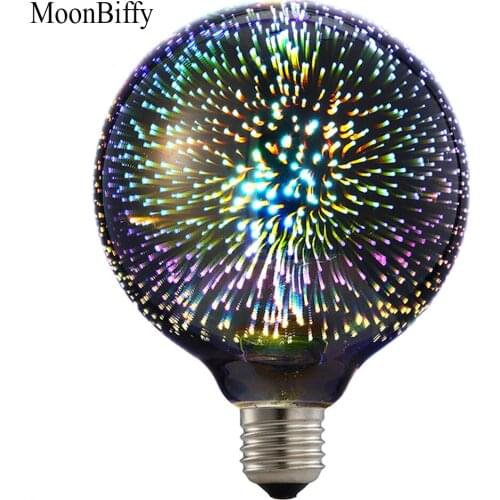 1Pc Wholesale Dropshipping MOONBIFFY Led Light Bulb 3D Decoration Bulb 110V 220V ST64 G95 G80 G125 A60 E27 Holiday Lights