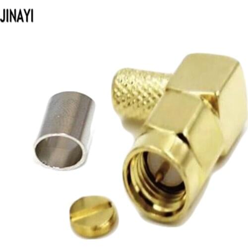 10pcs/lot right angle SMA male Crimp RG58 RG142 RG400 LMR195 coax Cable connector Adapter