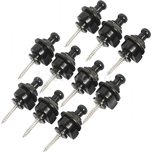 10pcs Round Head Black Strap Locks Knobs For Electric Guitar