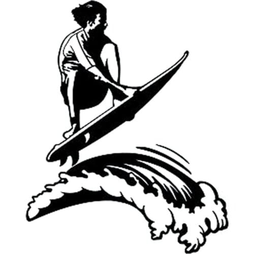 12.7CM*15.8CM Interesting Surfboard Extreme Sports Car Sticker Vinyl Black/Silver Silhouette S9-1000