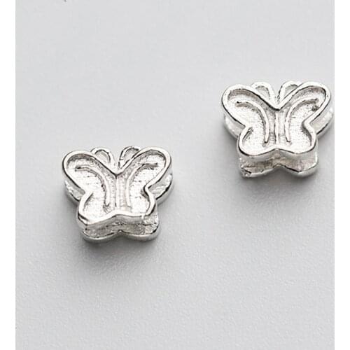 2pcs 925 Sterling Silver Handcraft Butterfly Charm Beads Small Fine Silver Spacer Beading Components For Women DIY Jewelry Make