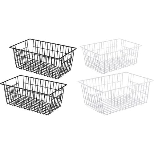 2 Pack Wire Storage Baskets, Farmhouse Metal Wire Basket Freezer Storage Organizer Bins with Handles
