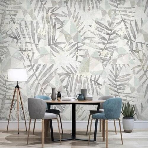 Custom 3D Wallpaper Papel De Parede Modern Geometric Pattern TV Background Wall Mural Plant Leaves Living Room Photo Wall Paper