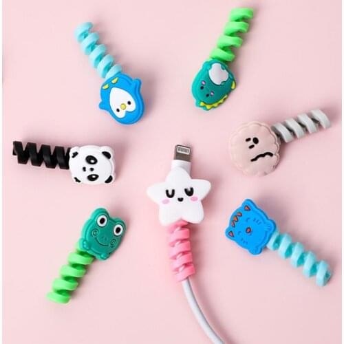 4Pcs/Set Cartoon Charging Cable Protector For Phones Cable Holder Cable Winder Clip For Mouse USB Cord Management Cable Organize