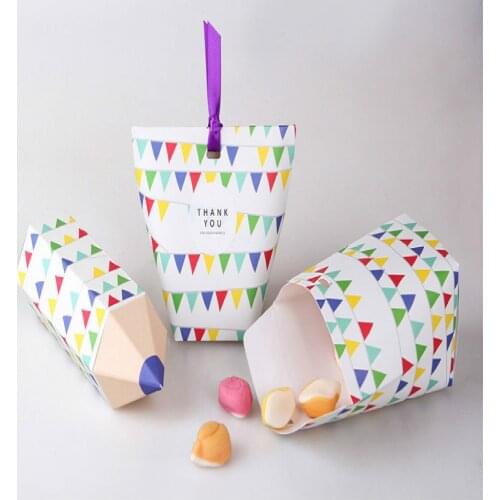 50pcs Creative white card paper packing box gift box package flag pattren candy box