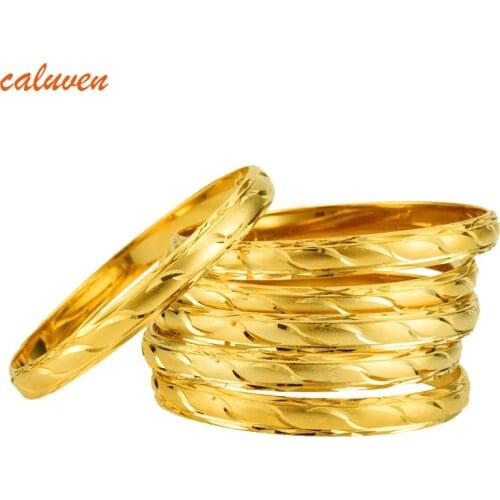 6pcs/lot Ethiopian Gold Color Bangles Dubai Gold Jewelry Bangles For Ethiopian Bangles & Bracelets