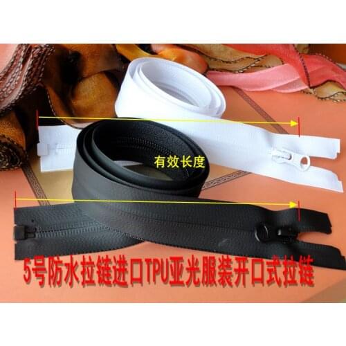 7# 5# waterproof zippers/open-end 60/75/80/100cm/black white for bags garment down clothing/coat/windproof/Ski Jacket/Skiwear
