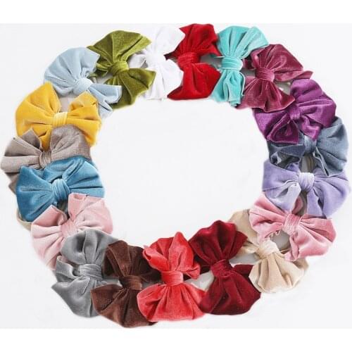 Velvet Nylon Solid Big Bow Baby Headbands Soft Handwear Big Elastic Photo Accessories For Toddler Bandeau