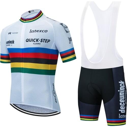 White QUICKSTEP Cycling Team JERSEY Shorts Sportswear Ropa Ciclismo MEN Summer Pro BICYCLING Maillot Pants Suit Clothing