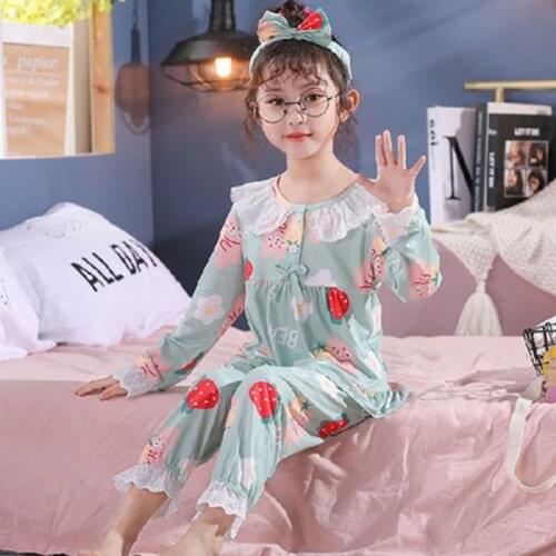 Children Long Sleeved Pajamas Set Spring Autumn Home Clothing For Girls Cotton Tops+Pants 2pcs Pyjamas Kids Underwear Outfits
