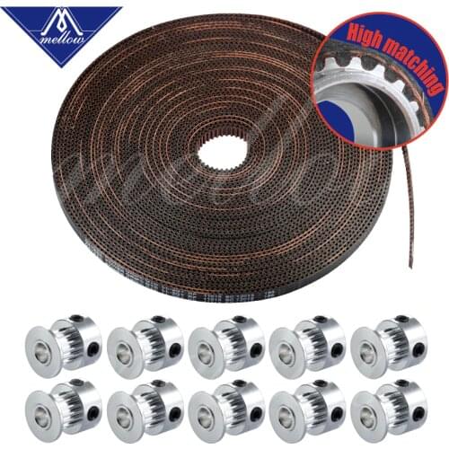 DIY CNC 3D Printer Parts 10pcs 16 Tooth/20 Teeth GT2 High matching Timing Pulley Bore 5mm+10m 2GT GT2 Timing Belt Wide 6mm