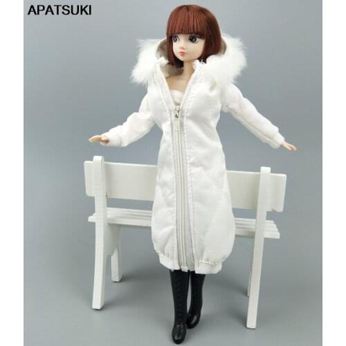 White Winter Wear Long Coat for Barbie Doll Clothes Dress Parka For 1/6 BJD Doll Jacket 1:6 Dolls Accessories Kids Toy