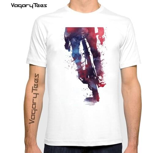 Cycling art Homme streetwear t-shirt cyclist watercolor t shirt men summer new white casual short sleeve tshirt