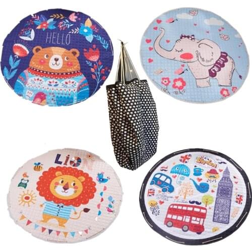 Cartoon Animals Fox Cars Rabbit Owl Baby Floor Play Mat Child Crawling Rug Blanket Carpet Toys Storage Bag Nordic Kid Room Decor