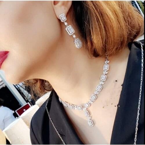 Jankelly Nigeria 2pcs Bridal Zirconia Jewelry Sets For Women Party, Luxury Dubai Nigeria CZ Crystal Wedding Jewelry Sets
