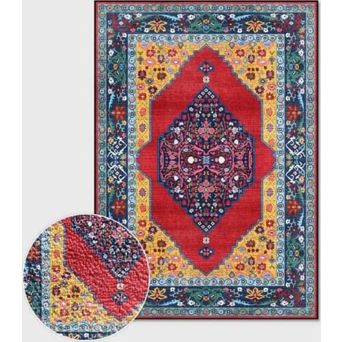 Classic carpet ethnic style Geometric flower print Non-Slip Floor Mat Home living room Bedroom bedside area Rugs decor door mats
